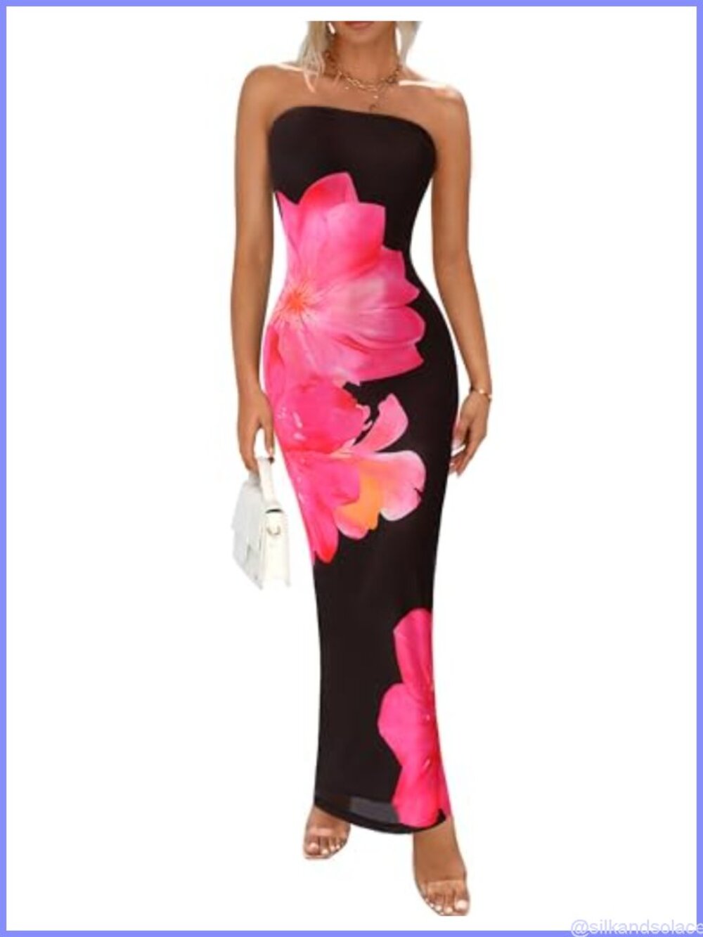Strapless Bodycon Maxi Dress Floral Tube Formal
